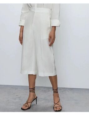 Aritzia babaton Culottes Pants wide flare leg size 0 white peasant cottage boho